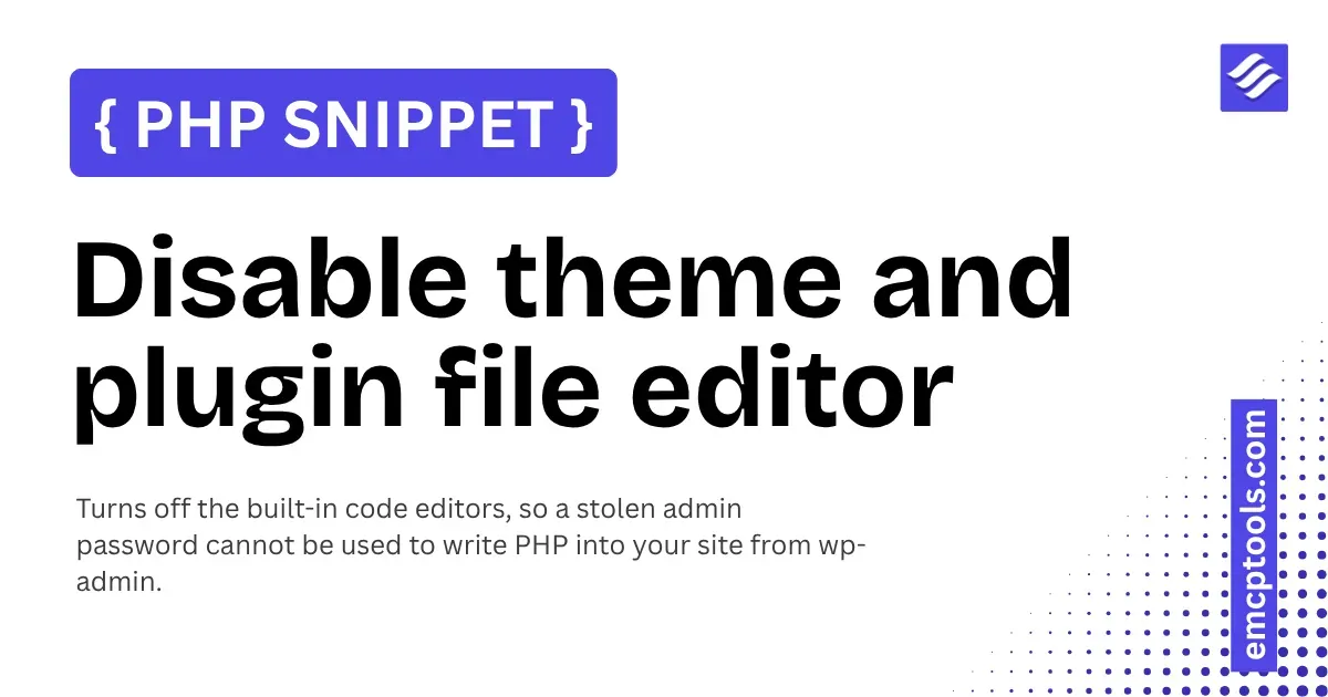 Disable the theme and plugin file editor