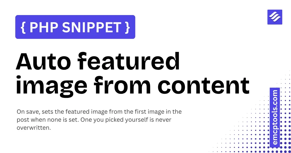 Auto featured image from the first content image
