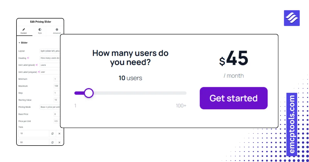 Pricing Slider