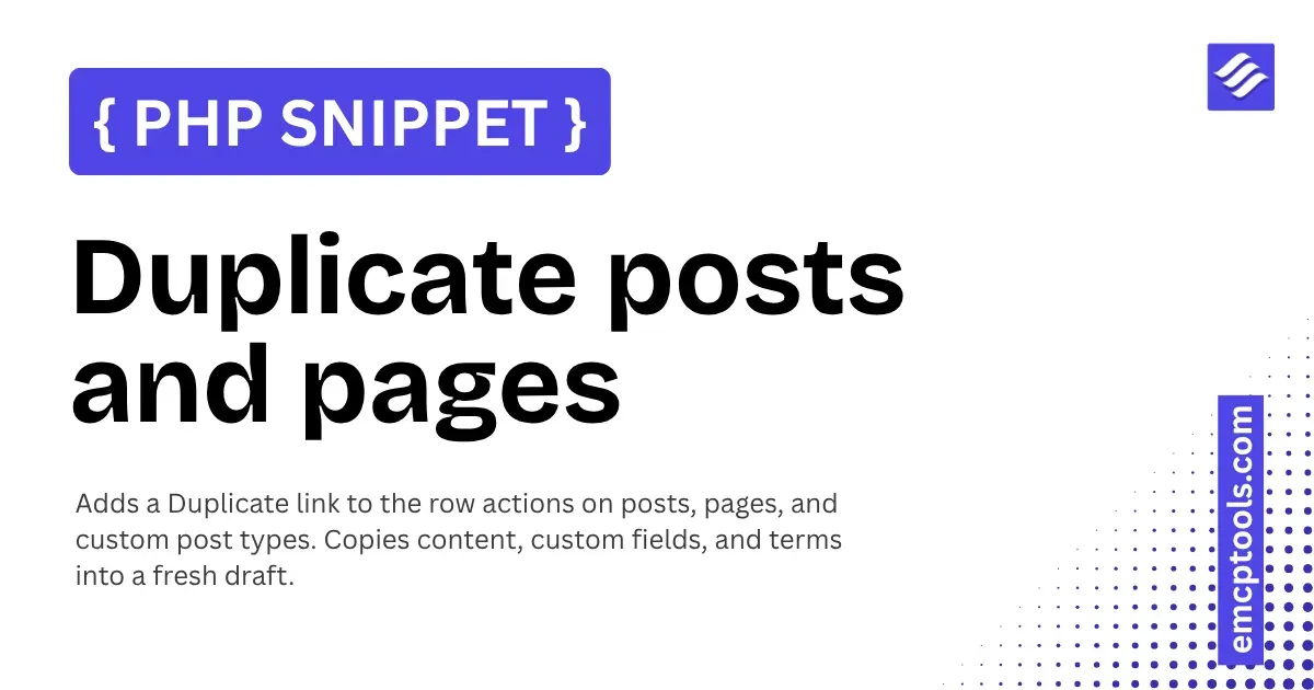 Duplicate posts and pages
